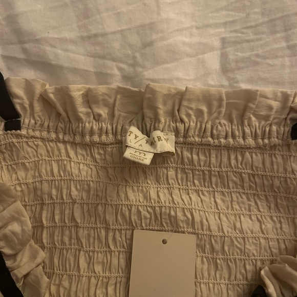 Cream Smocked Ruffle Top - Picture 3 of 3